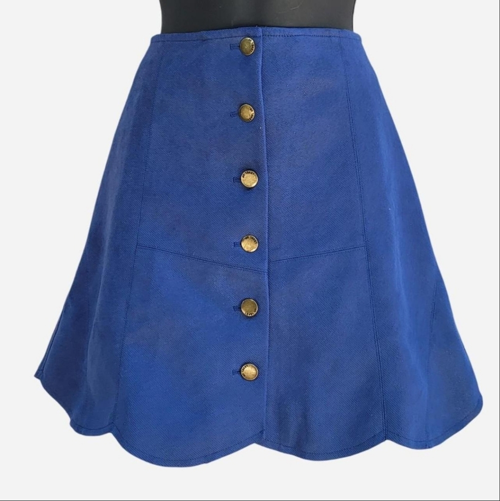 Blue Button-Front Women's Skirt